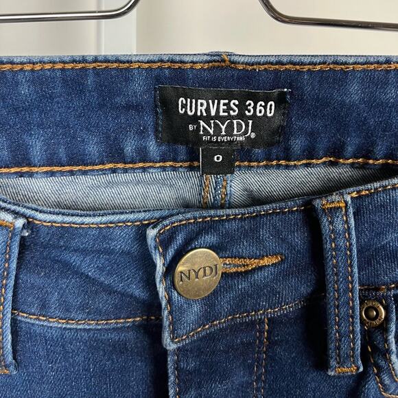 NYDJ Curves 360 0 Short Slim Straight Ankle Jeans Stretch Denim Slit Hem Blue - Picture 3 of 8